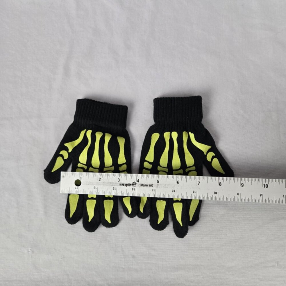 Glow in the Dark Skeleton Gloves Fancy Dress Halloween Youth Costume Accessory - Picture 4 of 4